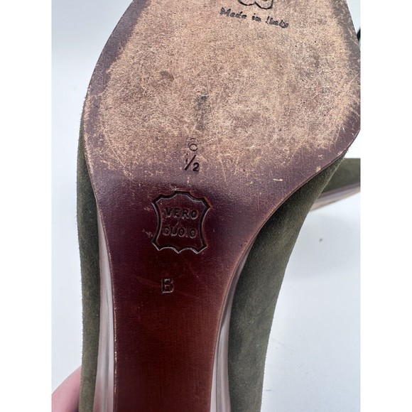Vintage Bruno Magli Italy  Women’s Wedge Green Suede Shoe Sz 6.5 - Picture 7 of 7